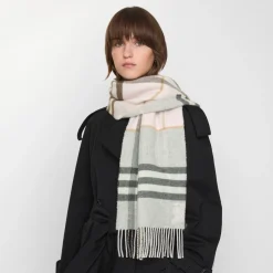 Contrast Check Cashmere Scarf