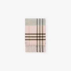 Contrast Check Cashmere Scarf