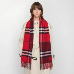 Contrast Check Cashmere Scarf