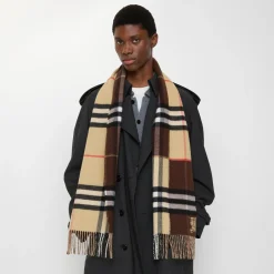 Contrast Check Cashmere Scarf