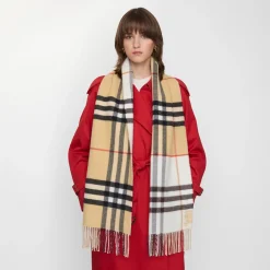 Contrast Check Cashmere Scarf