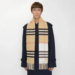 Contrast Check Cashmere Scarf