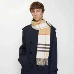 Contrast Check Cashmere Scarf