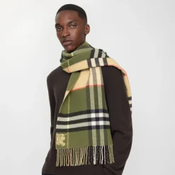Contrast Check Cashmere Scarf