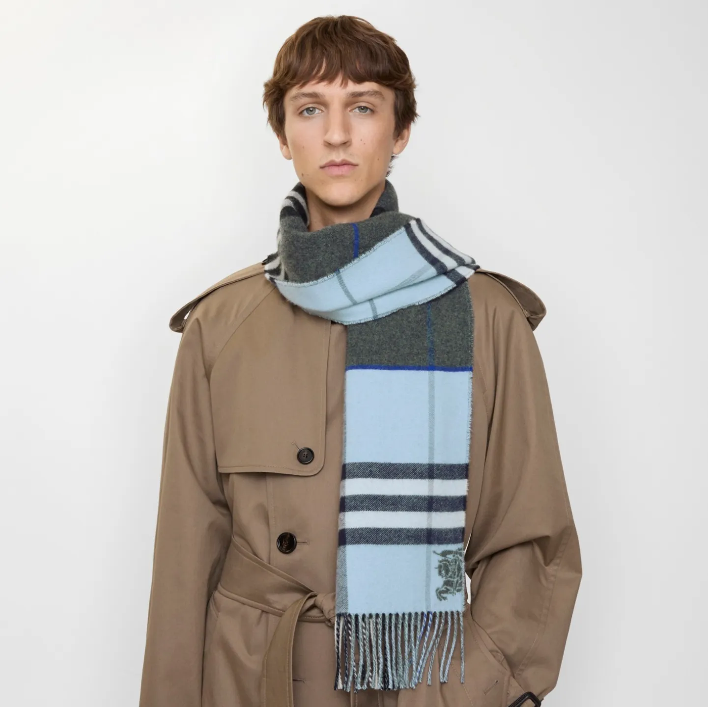 Contrast Check Cashmere Scarf