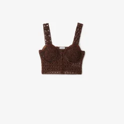 Cropped Crochet Mouliné Cotton Top