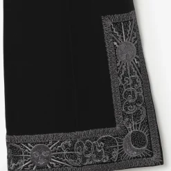 Cropped Embroidered Wool Silk Flared Trousers