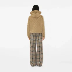 Cropped Quilted Nylon Hooded Jacket