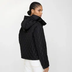 Cropped Quilted Nylon Hooded Jacket