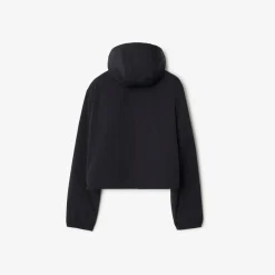 Cropped Reversible Check Hooded Jacket
