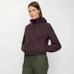 Cropped Reversible Check Hooded Jacket