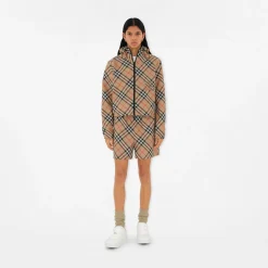 Cropped Reversible Check Jacket