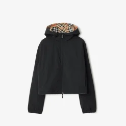 Cropped Reversible Check Jacket