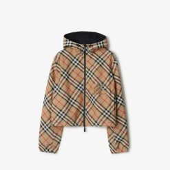 Cropped Reversible Check Jacket