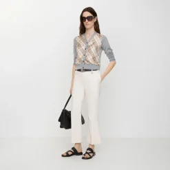 Cropped Wool Flared Trousers