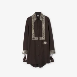 Embroidered Silk Shirt Dress