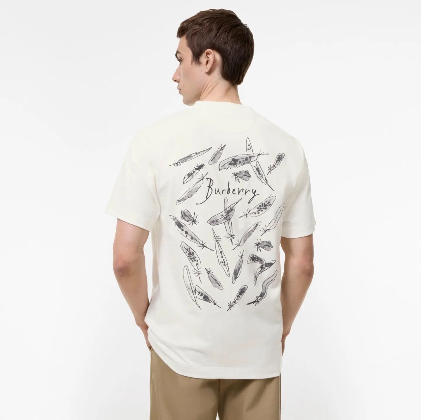 Feather Print Cotton T-shirt