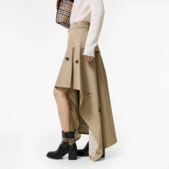 Gabardine Asymmetric Trench Skirt