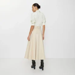 Gabardine Trench Midi Skirt