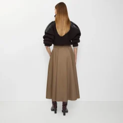 Gabardine Trench Midi Skirt