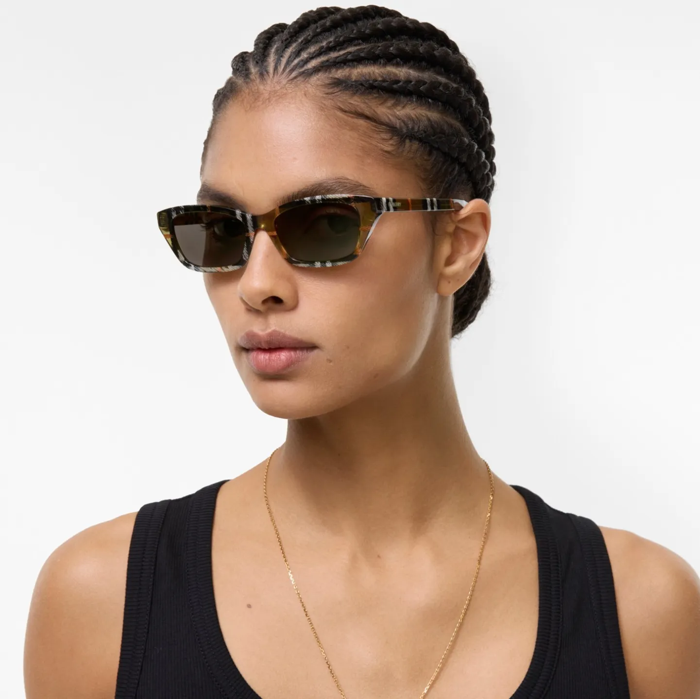 Gradient Check Rectangular Sunglasses