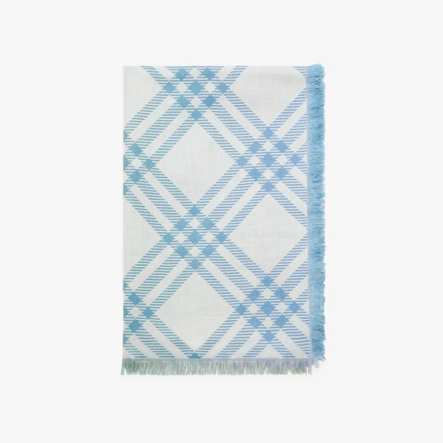 Gradient Check Wool Silk Scarf