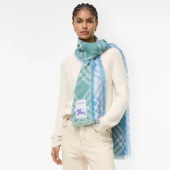 Gradient Check Wool Silk Scarf