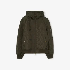 Hooded Quilted Nylon Bomber Jacket