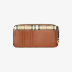 Large Check Zip Card Case