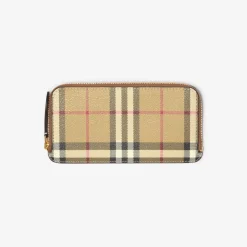 Large Check Zip Card Case
