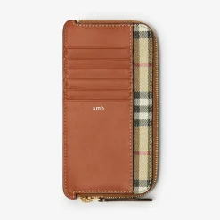 Large Check Zip Card Case
