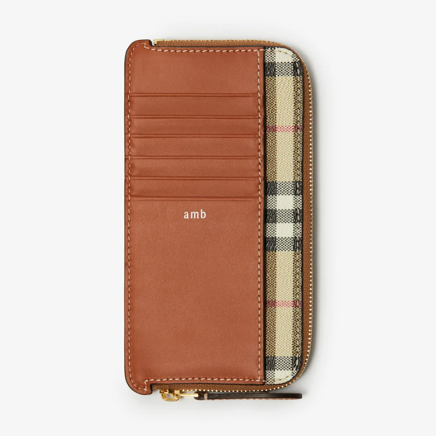 Large Check Zip Card Case