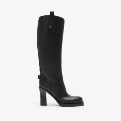 Leather Cavalier Heel Boots