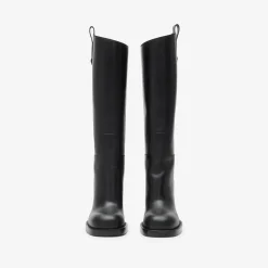 Leather Cavalier Heel Boots
