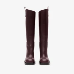 Leather Cavalier Heel Boots