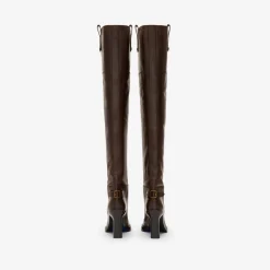 Leather Cavalier Thigh-high Heel Boots