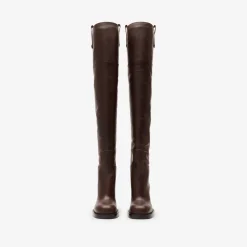 Leather Cavalier Thigh-high Heel Boots