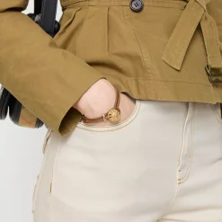 Leather Check Granulation Bracelet​