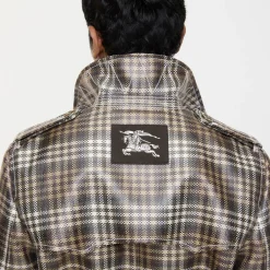 Long Check Coated Raffia-effect Foxfield Trench Coat