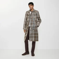 Long Check Coated Raffia-effect Foxfield Trench Coat