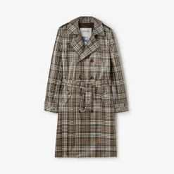 Long Check Coated Raffia-effect Foxfield Trench Coat