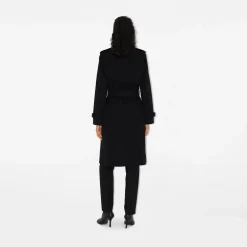 Long Check Collar Gabardine Trench Coat