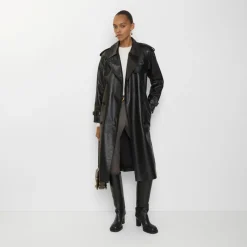 Long Leather Castleford Trench Coat