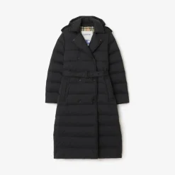 Long Nylon Hooded Puffer Coat
