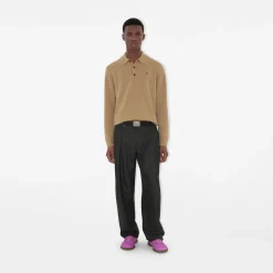 Long-sleeve Cashmere Blend Polo Shirt