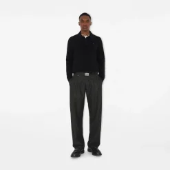 Long-sleeve Cashmere Blend Polo Shirt