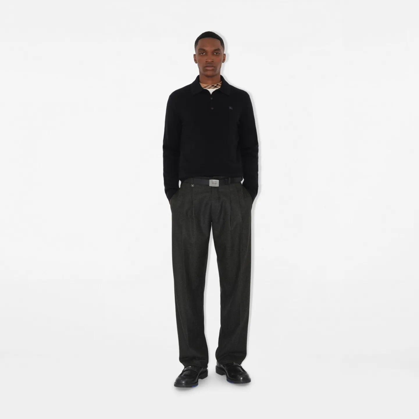 Long-sleeve Cashmere Blend Polo Shirt