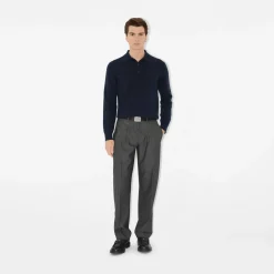 Long-sleeve Cashmere Blend Polo Shirt