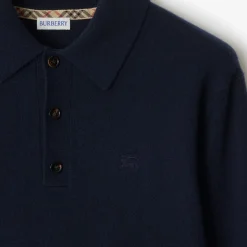Long-sleeve Cashmere Blend Polo Shirt