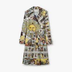 Long Tarot Print Silk Foxfield Trench Coat